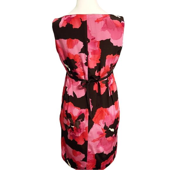 Nine West Dress Size 2 100% Silk Floral Sleeveless Tie Back Square Neckline - Picture 2 of 9